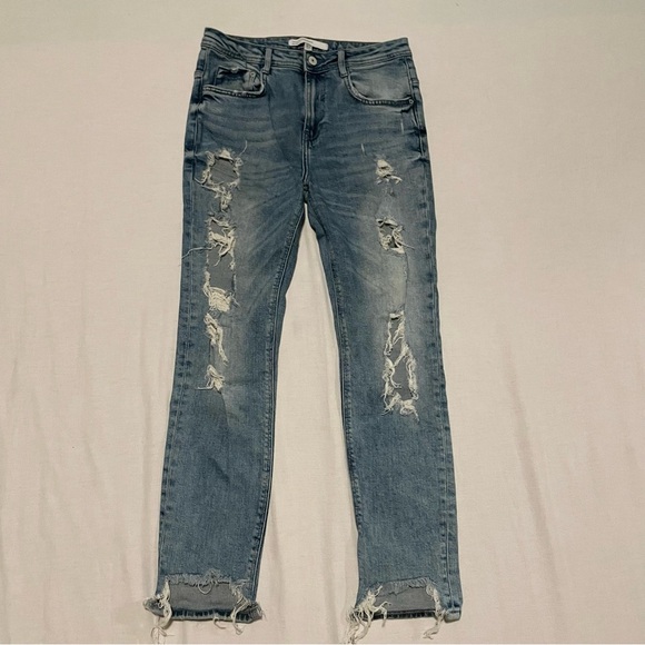 Zara Distressed Blue Jeans for Women Size 2 - Picture 1 of 16